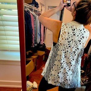 Fun lace navy and white stripped vest